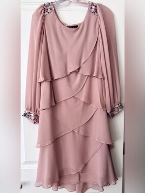 SL Fashions Long Sleeve Tiered Chiffon